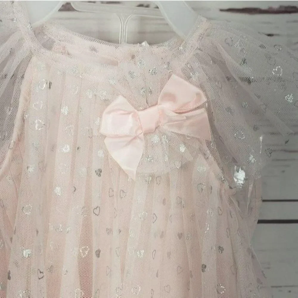 Little Lass Baby 0/3 Months Pink Hearts‎ Dress - Picture 3 of 8